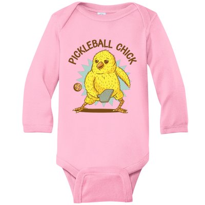 Pickleball Chick Cute Sport Baby Long Sleeve Bodysuit