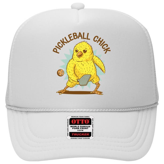 Pickleball Chick Cute Sport High Crown Mesh Back Trucker Hat