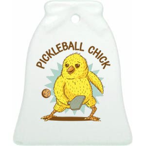 Pickleball Chick Cute Sport Ceramic Bell Ornament