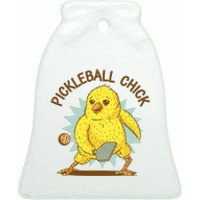 Pickleball Chick Cute Sport Ceramic Bell Ornament