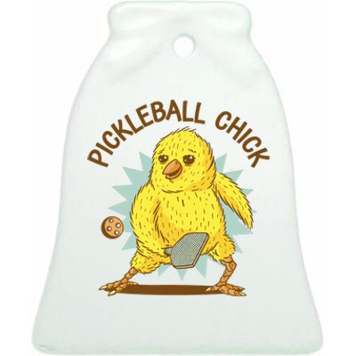 Pickleball Chick Cute Sport Ceramic Bell Ornament