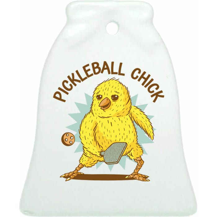 Pickleball Chick Cute Sport Ceramic Bell Ornament