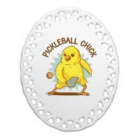 Pickleball Chick Cute Sport Ceramic Oval Ornament