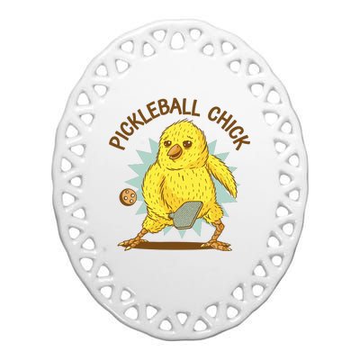 Pickleball Chick Cute Sport Ceramic Oval Ornament