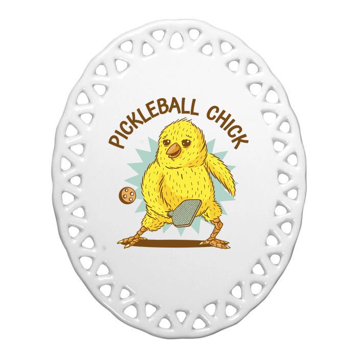 Pickleball Chick Cute Sport Ceramic Oval Ornament