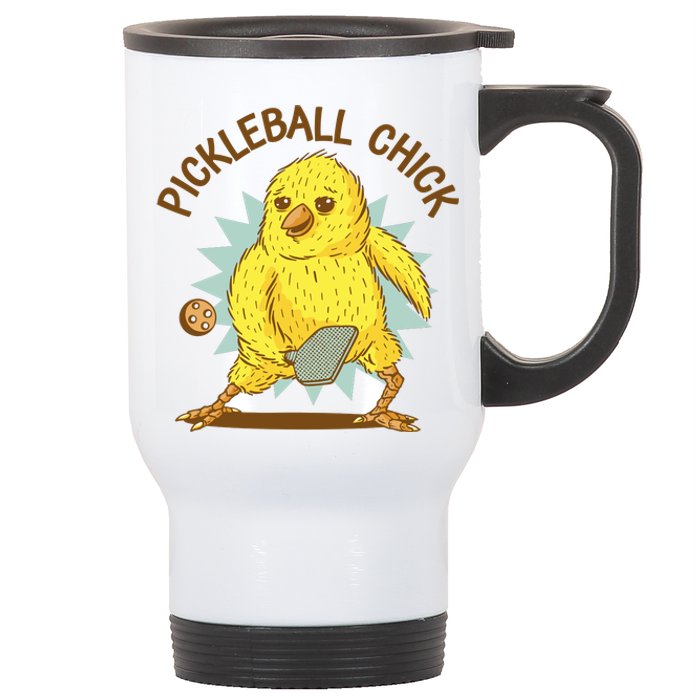 Pickleball Chick Cute Sport Stainless Steel Travel Mug