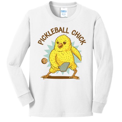 Pickleball Chick Cute Sport Kids Long Sleeve Shirt