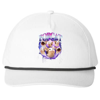 Popcat Cute Cat Popcat Funny Meme Coin For Cat Lover Snapback Five-Panel Rope Hat