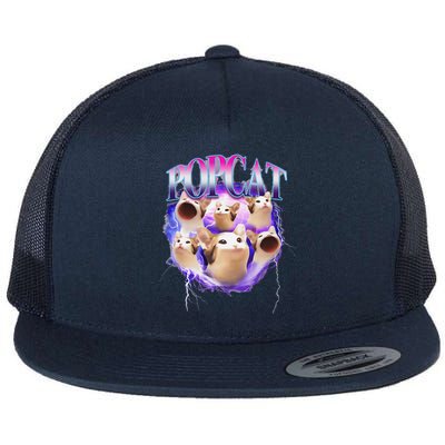 Popcat Cute Cat Popcat Funny Meme Coin For Cat Lover Flat Bill Trucker Hat