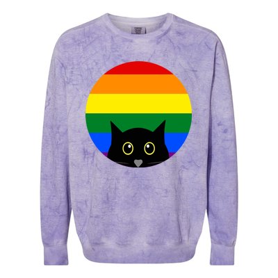 Peeking Cat Colorful Rainbow Colorblast Crewneck Sweatshirt