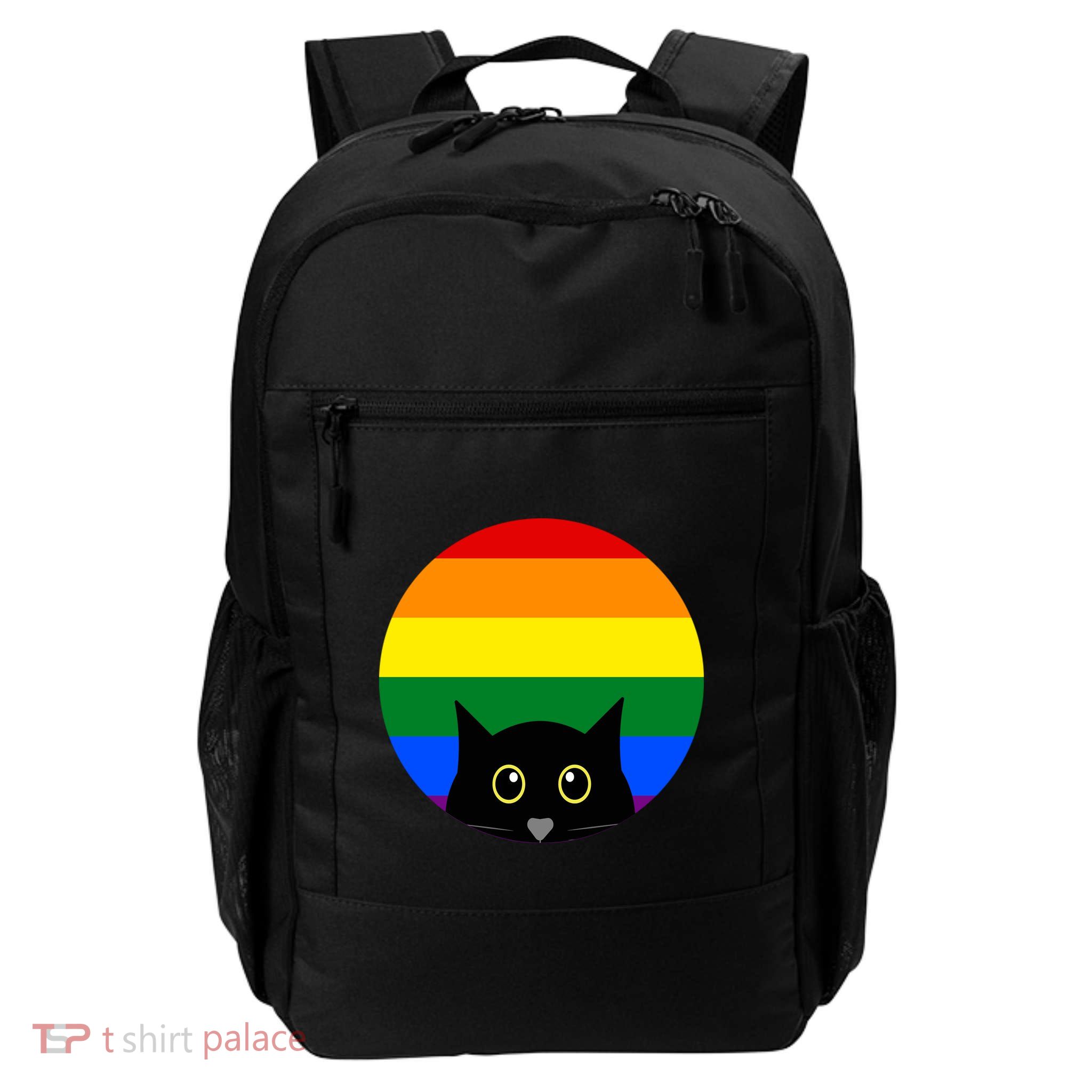 Peeking Cat Colorful Rainbow Backpack