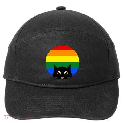 Peeking Cat Colorful Rainbow 7-Panel Snapback Hat