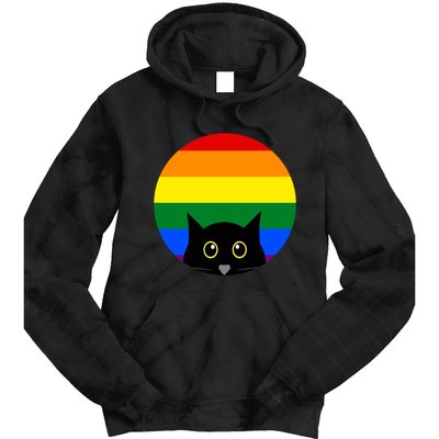 Peeking Cat Colorful Rainbow Tie Dye Hoodie