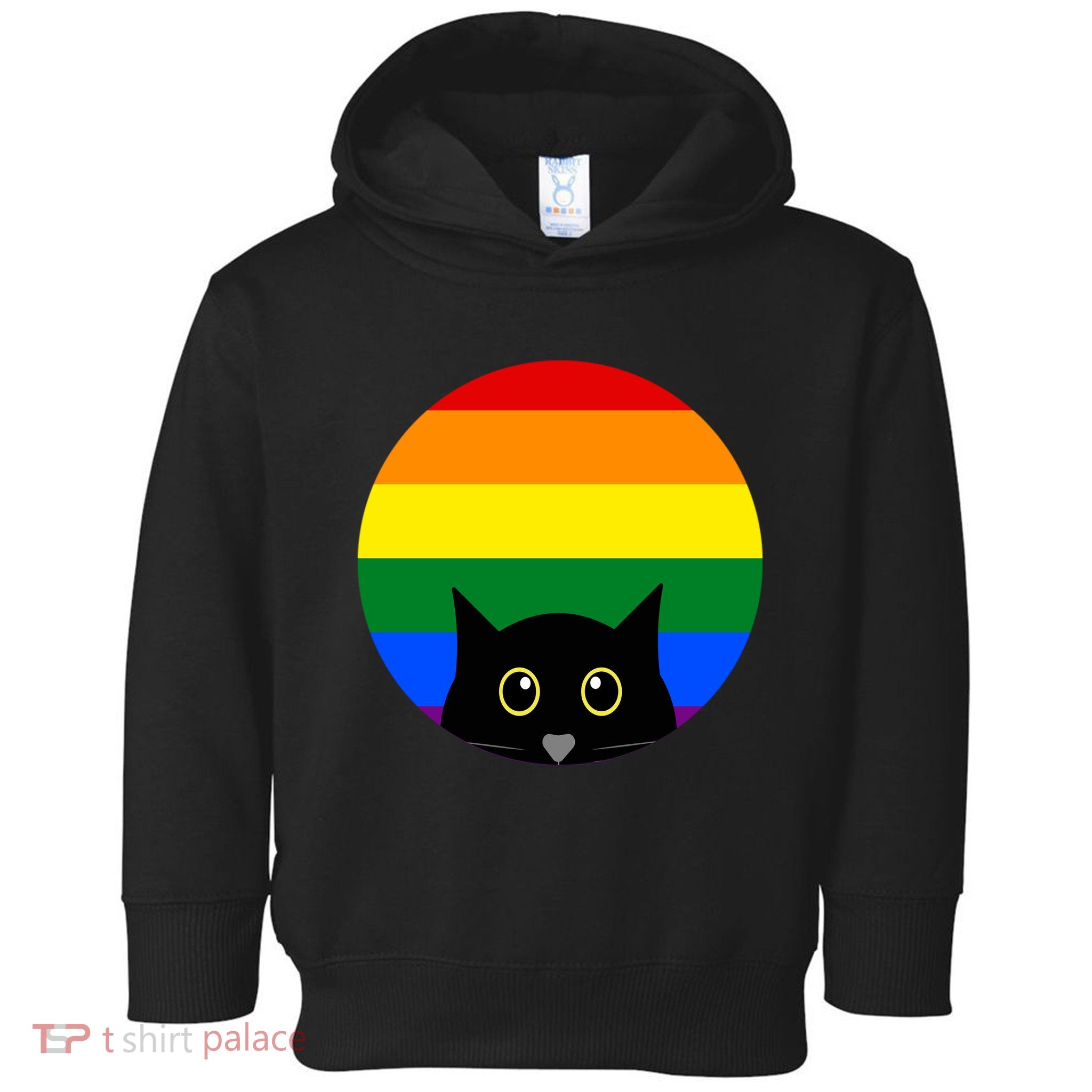 Peeking Cat Colorful Rainbow Toddler Hoodie