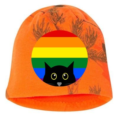 Peeking Cat Colorful Rainbow Kati - Camo Knit Beanie