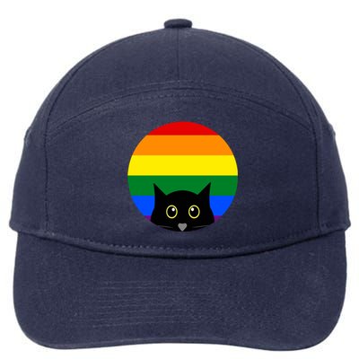 Peeking Cat Colorful Rainbow 7-Panel Snapback Hat