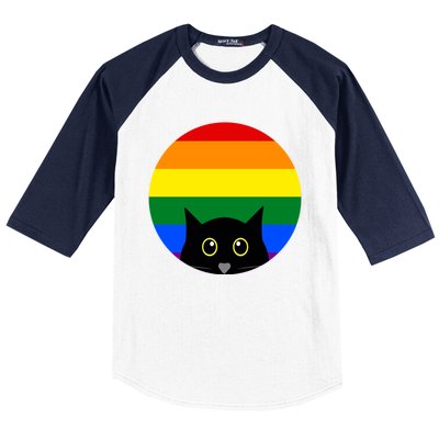 Peeking Cat Colorful Rainbow Baseball Sleeve Shirt