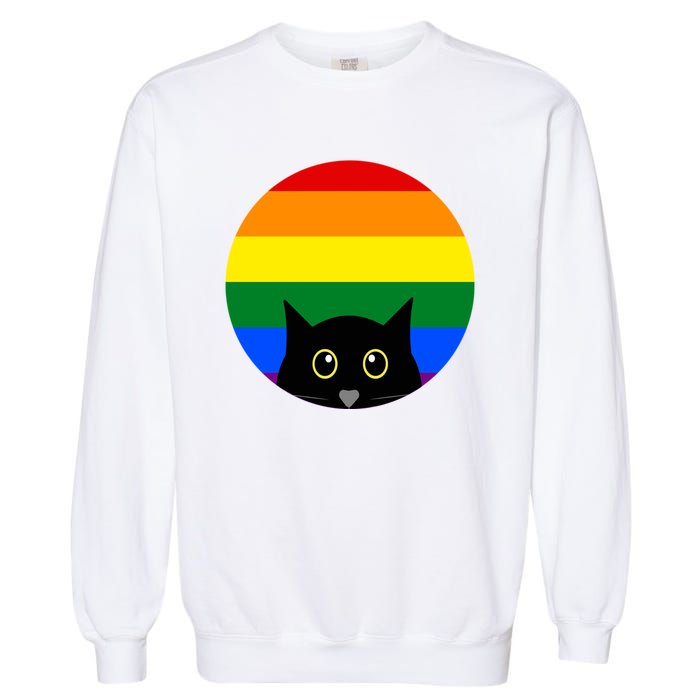 Peeking Cat Colorful Rainbow Garment-Dyed Sweatshirt