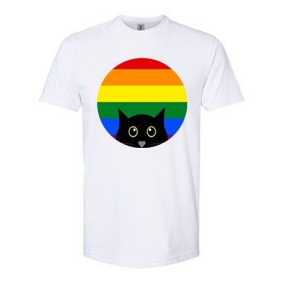 Peeking Cat Colorful Rainbow Softstyle® CVC T-Shirt