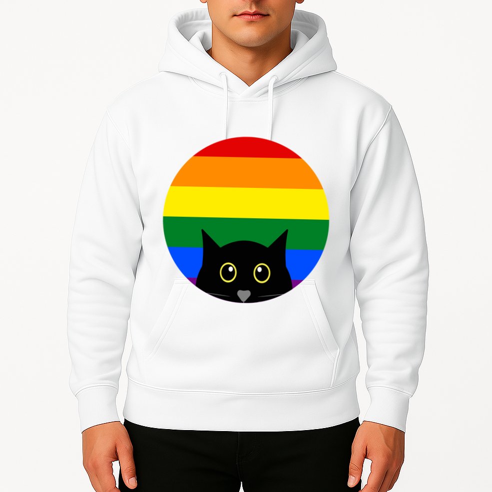 Peeking Cat Colorful Rainbow Hoodie