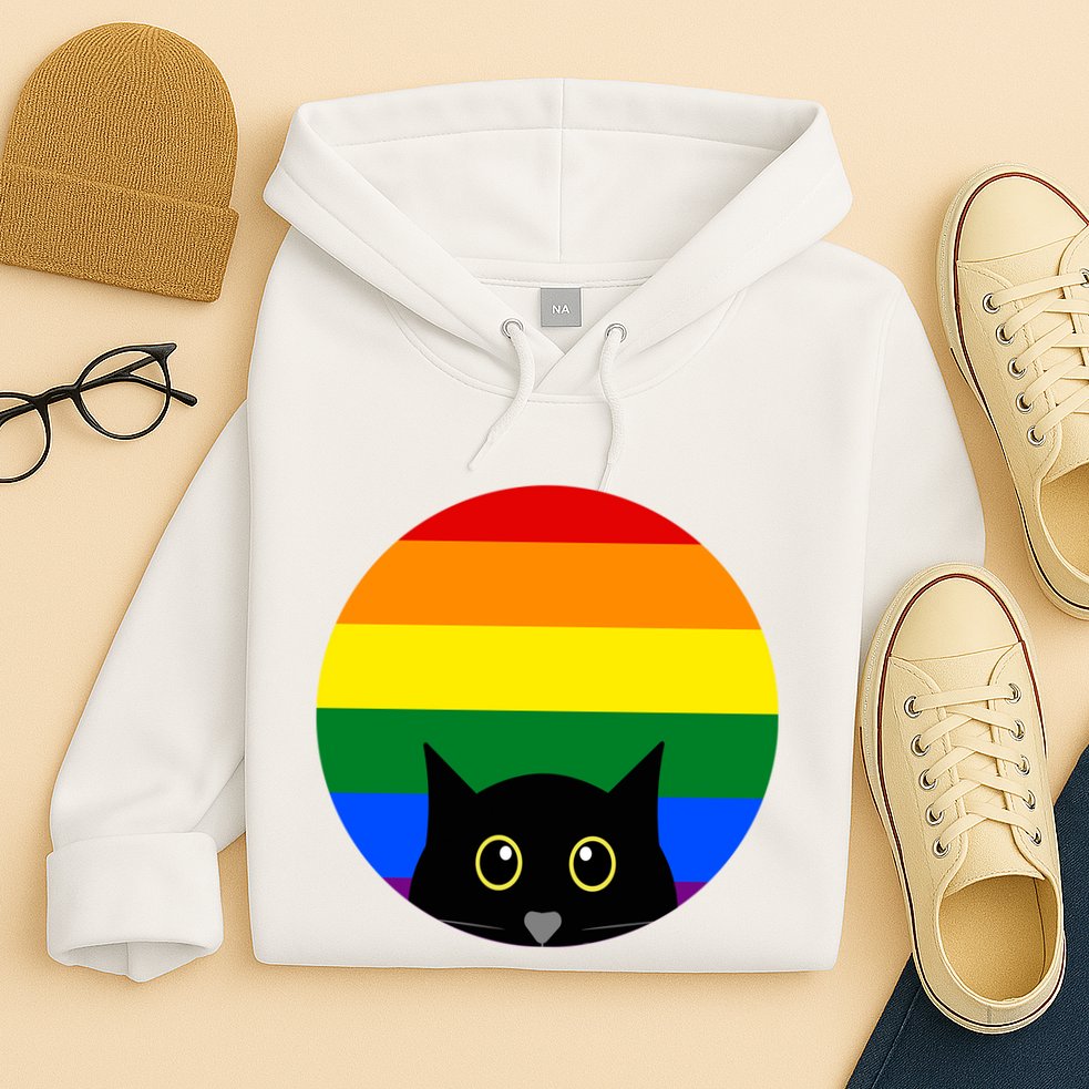 Peeking Cat Colorful Rainbow Hoodie