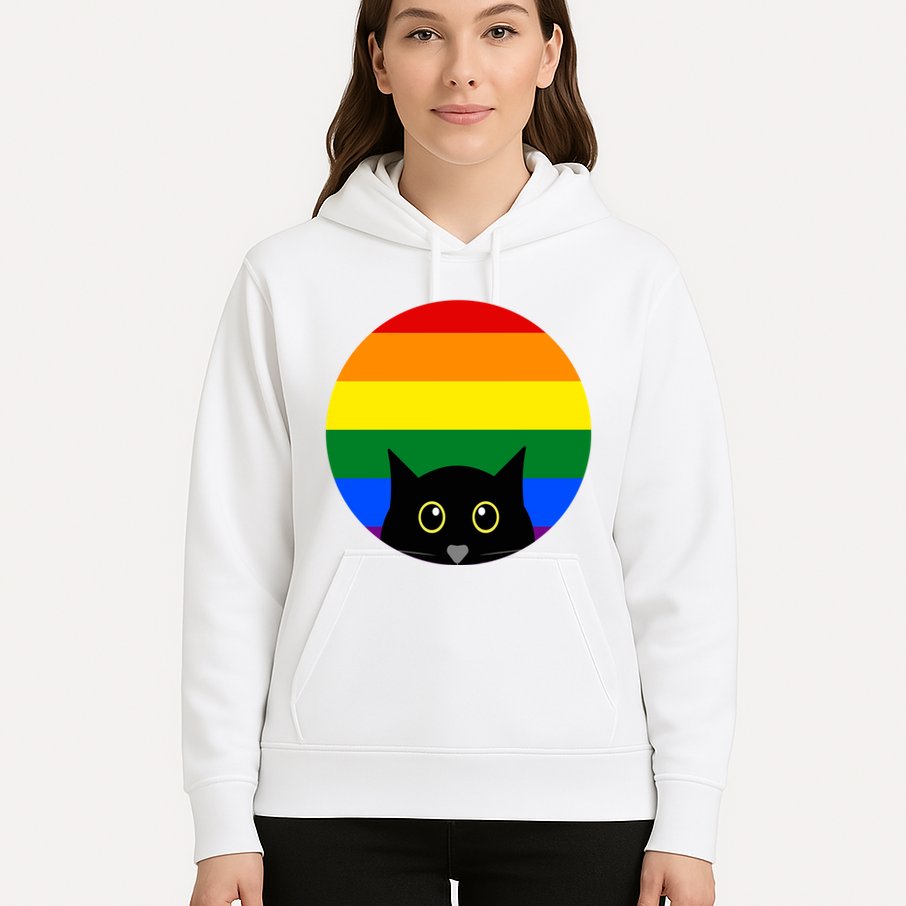 Peeking Cat Colorful Rainbow Hoodie