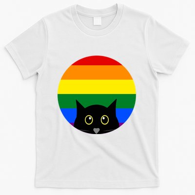 Peeking Cat Colorful Rainbow T-Shirt