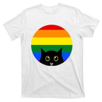 Peeking Cat Colorful Rainbow T-Shirt