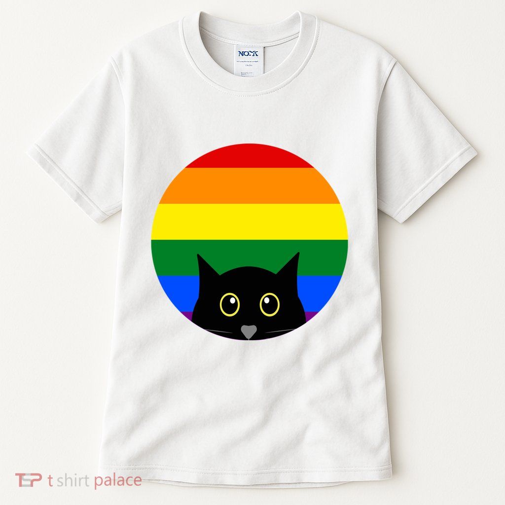 Peeking Cat Colorful Rainbow Tall T-Shirt