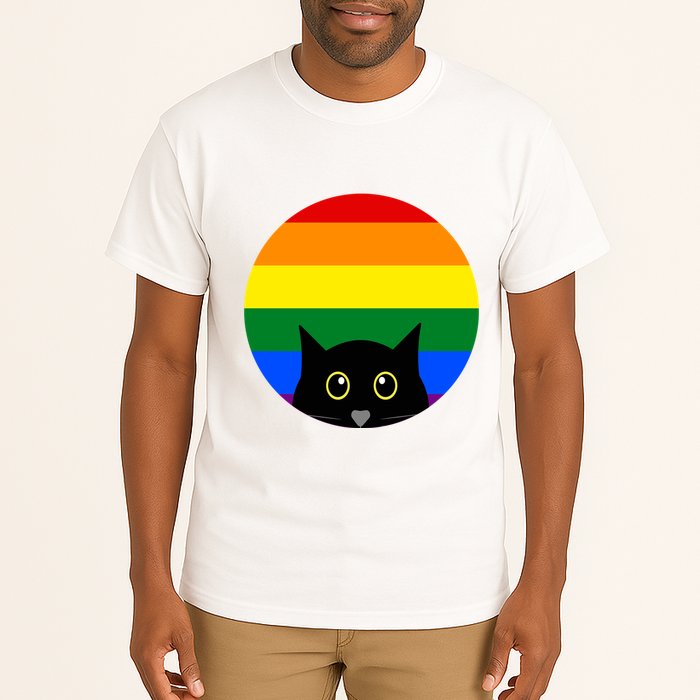 Peeking Cat Colorful Rainbow Tall T-Shirt