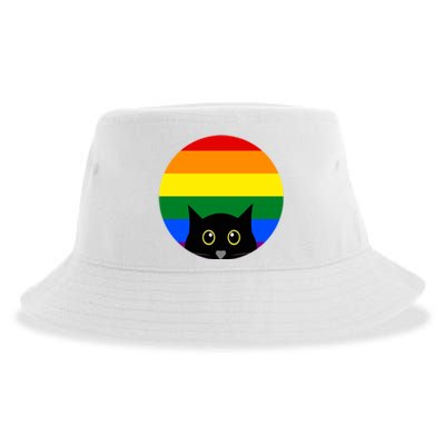 Peeking Cat Colorful Rainbow Sustainable Bucket Hat