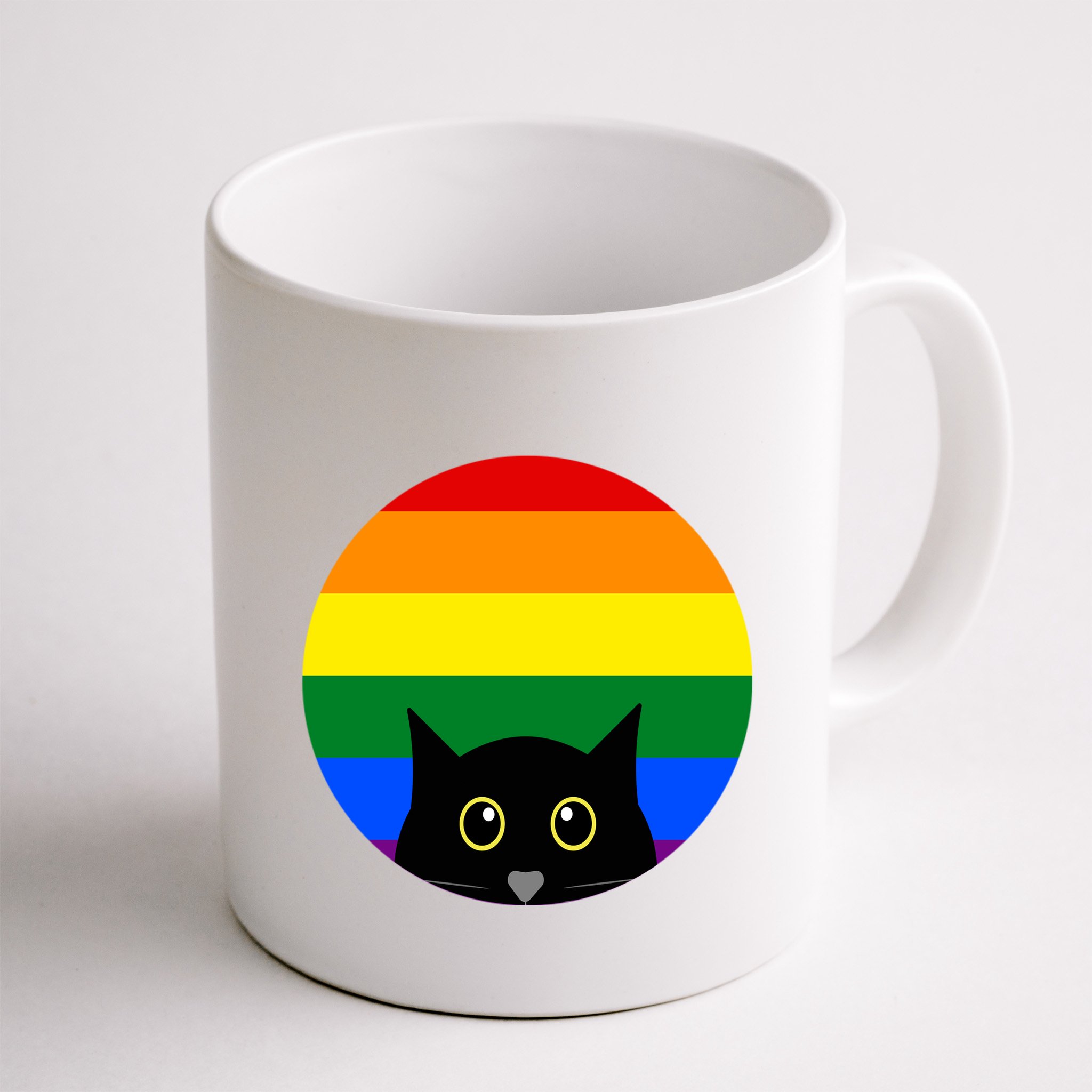 Peeking Cat Colorful Rainbow Mug