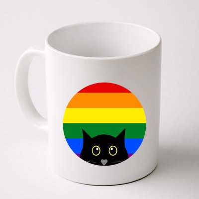 Peeking Cat Colorful Rainbow Mug