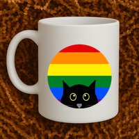 Peeking Cat Colorful Rainbow Mug