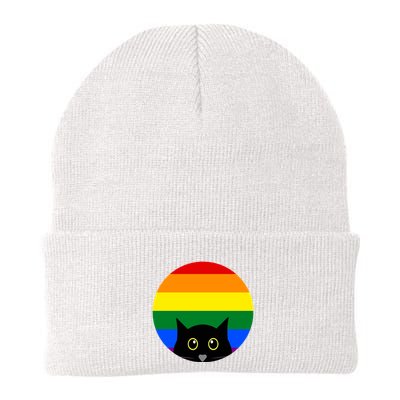 Peeking Cat Colorful Rainbow Beanie