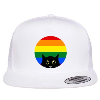 Peeking Cat Colorful Rainbow Flatbill Hat