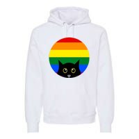 Peeking Cat Colorful Rainbow Premium Hoodie