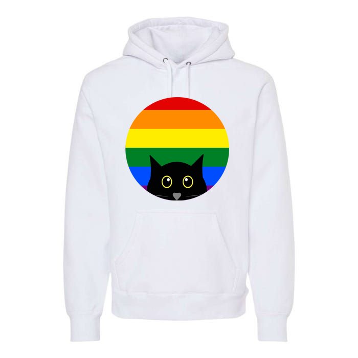 Peeking Cat Colorful Rainbow Premium Hoodie