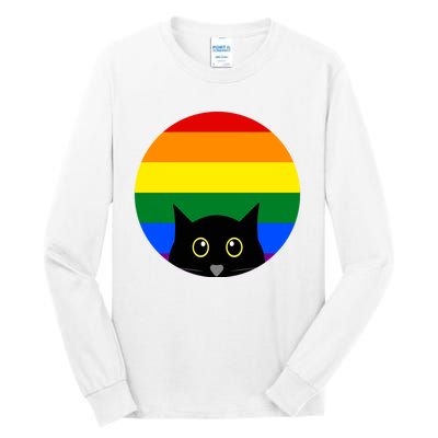 Peeking Cat Colorful Rainbow Tall Long Sleeve T-Shirt