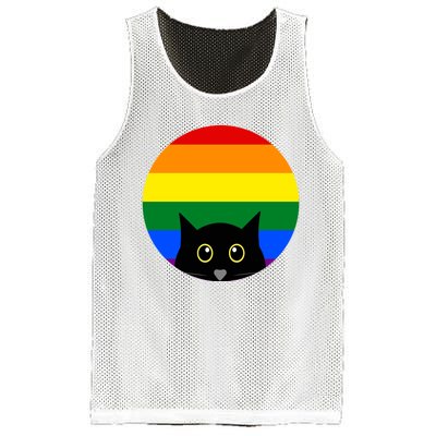 Peeking Cat Colorful Rainbow Mesh Reversible Basketball Jersey Tank