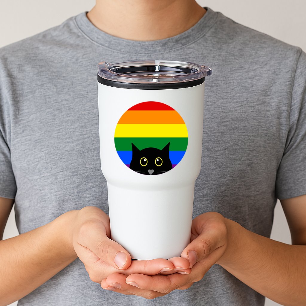 Peeking Cat Colorful Rainbow Tumbler