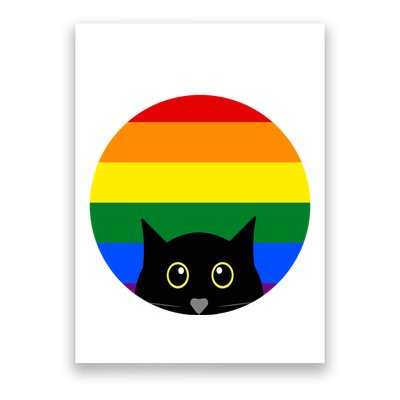 Peeking Cat Colorful Rainbow Poster