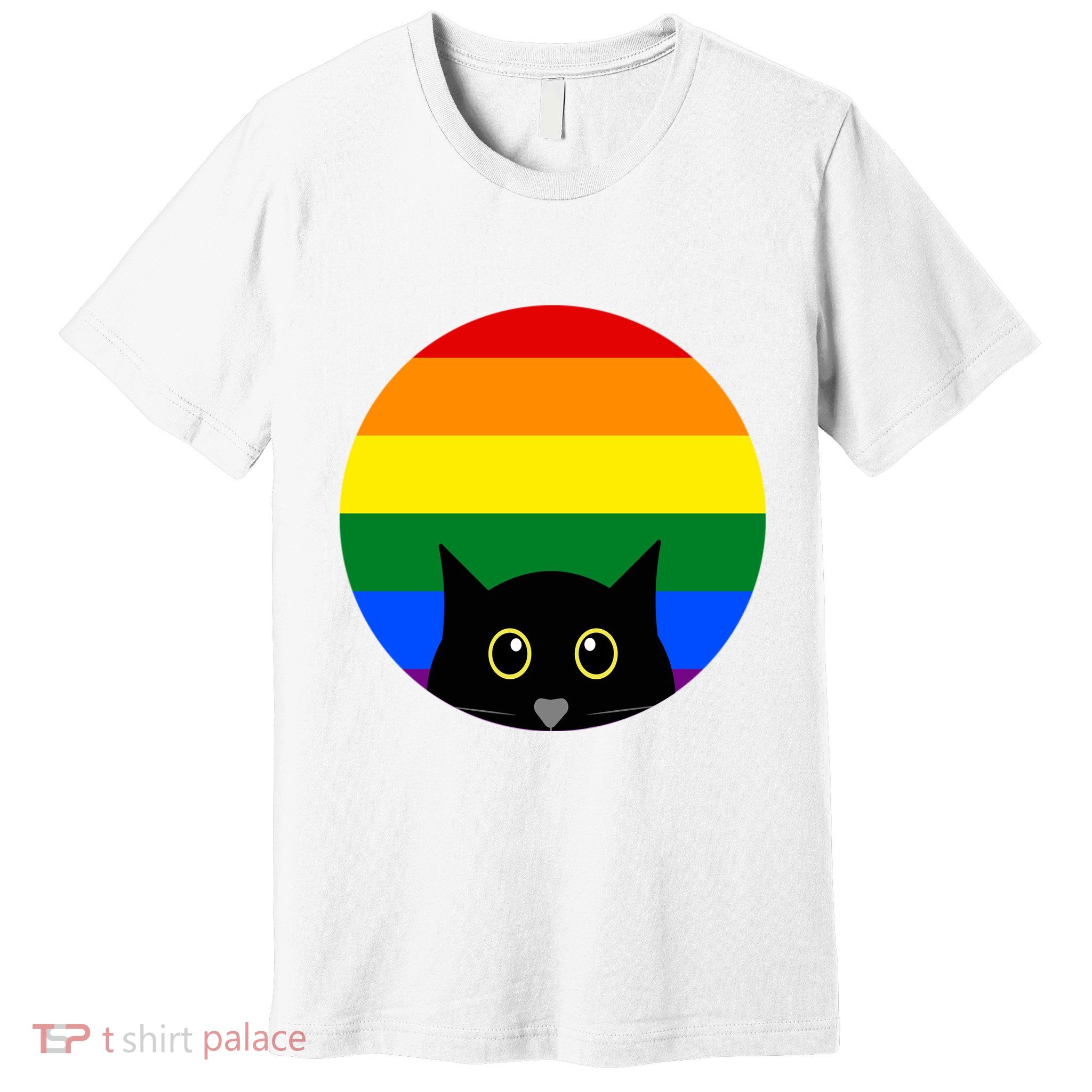 Peeking Cat Colorful Rainbow Premium T-Shirt