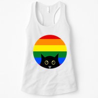 Peeking Cat Colorful Rainbow Womens Tank Top