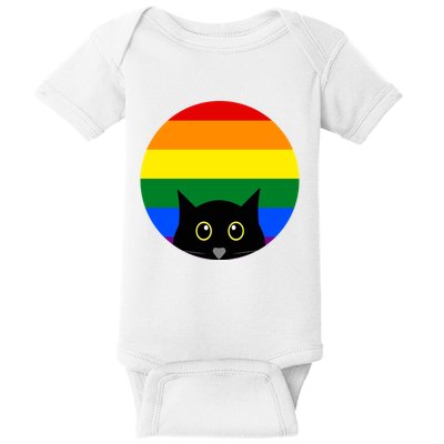 Peeking Cat Colorful Rainbow Baby Bodysuit