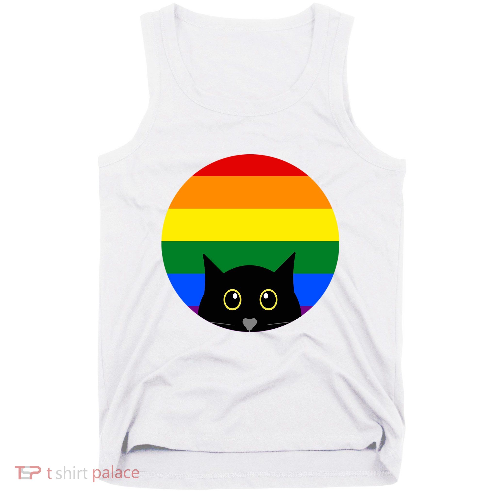 Peeking Cat Colorful Rainbow Tank Top