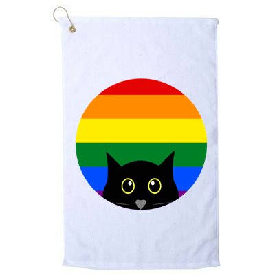 Peeking Cat Colorful Rainbow Golf Towel
