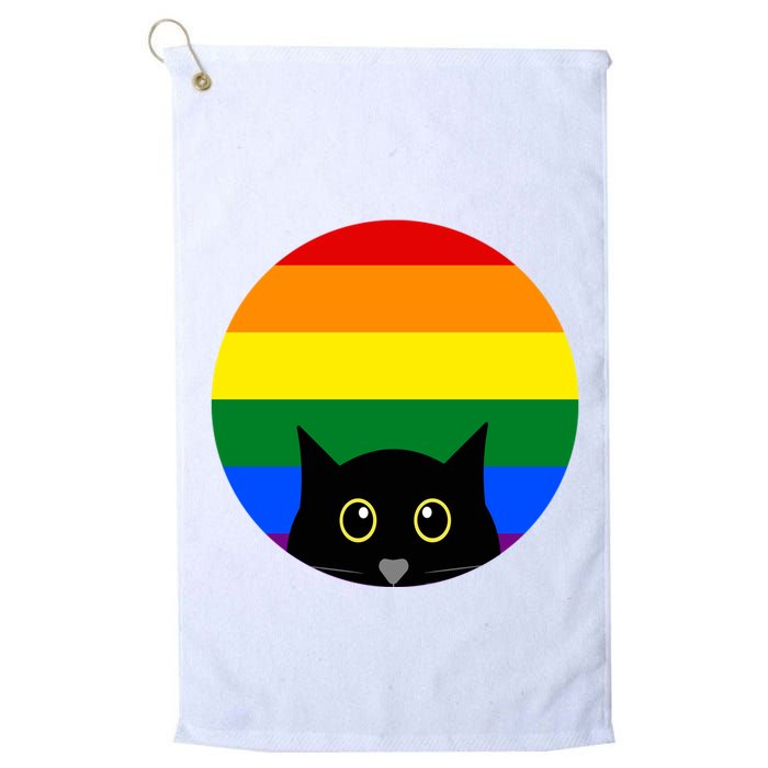 Peeking Cat Colorful Rainbow Golf Towel