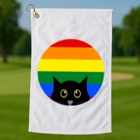 Peeking Cat Colorful Rainbow Golf Towel