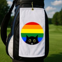 Peeking Cat Colorful Rainbow Golf Towel